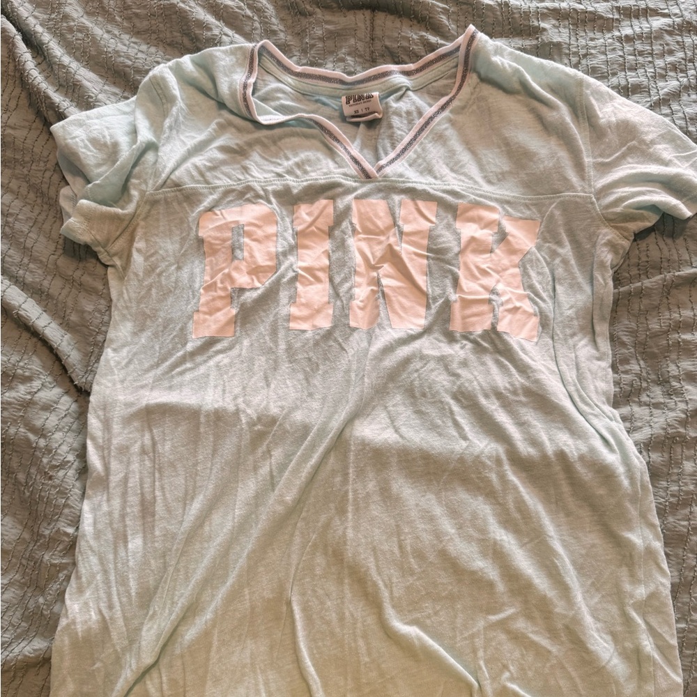 Baby blue pink Victoria secret shirt